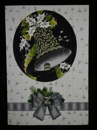 Vintage Bells in Silver with Holly & Bow, Oval Pyramids by Julie McGregor