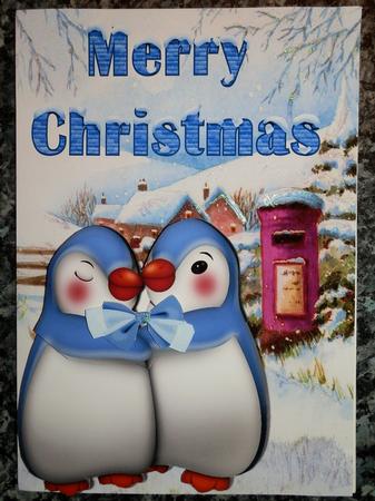 Cuddle Up Penguins in the Snow with Bows by Julie McGregor