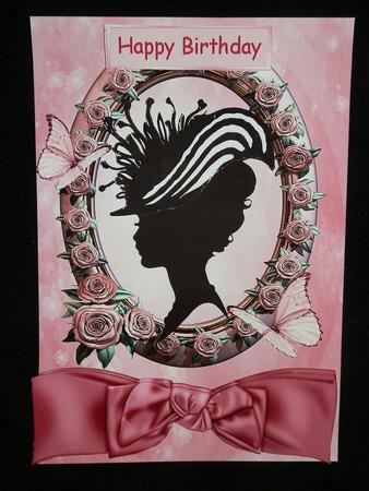Pretty Silhouette Vintage Lady in Rose Frame by Julie McGregor