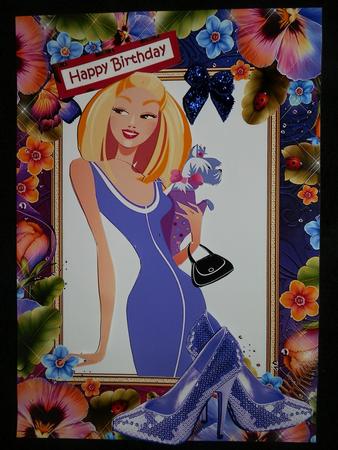 Pretty Girl in Pansy Frame with Sparkly Shoes by Julie McGregor