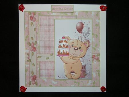 Teddy Bear the a Birthday Cake Card by Julie McGregor