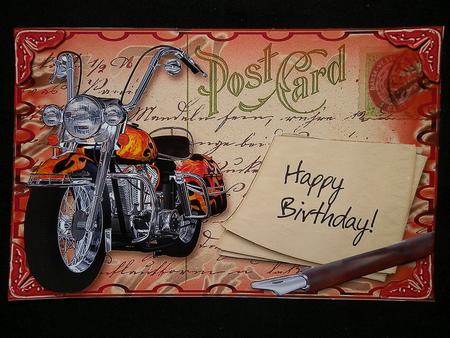 Fire Harley Postcard Topper by Julie McGregor