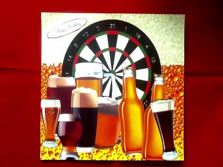 Dartboard and Beers, Night Out with the Lads 8x8 by Julie McGregor