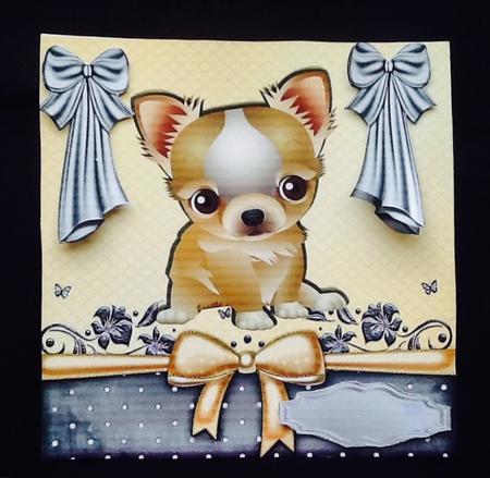 Cute Little Chichuaha with Big Silver Bows 8x8 by Julie McGregor
