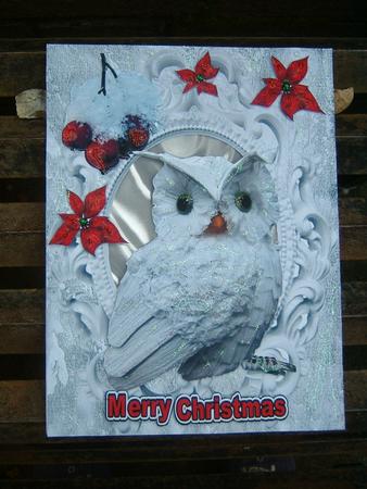 Little Snow Owl with Red Berries by Julie McGregor