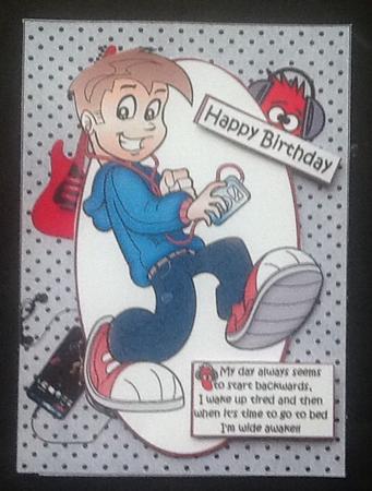 Teen Boy Starts His Day Backwards Quick Card by Julie McGregor