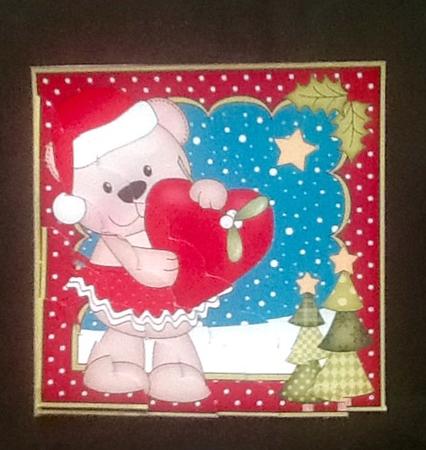Christmas Livvy Bear's Heart Scallop Corner Topper by Julie McGregor