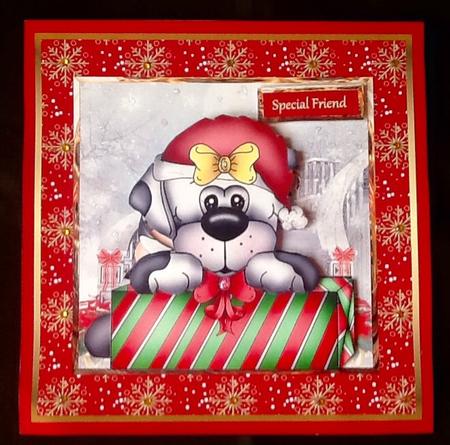 Puppy's Christmas Present Card and Decoupage by Julie McGregor