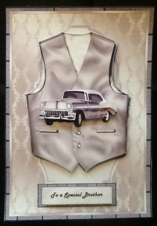 Male Card Vest & Vintage Car by Julie McGregor