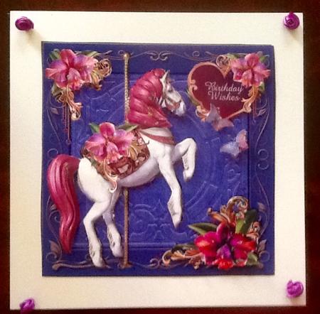 Pink Carousel Horse Quick 6" Card Topper by Julie McGregor