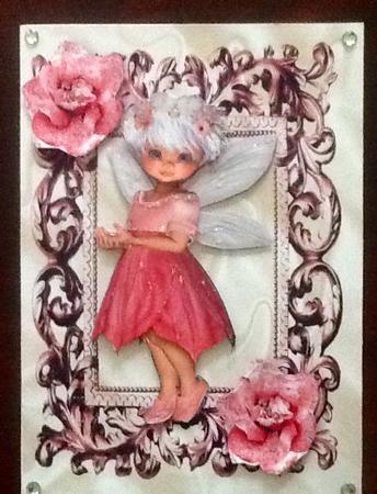 Little Rosebud Fairy Pretty in Pink in Frame by Julie McGregor