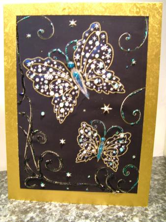 Snowflakes Butterflies & Swirls ( Dark Blue) by Julie McGregor