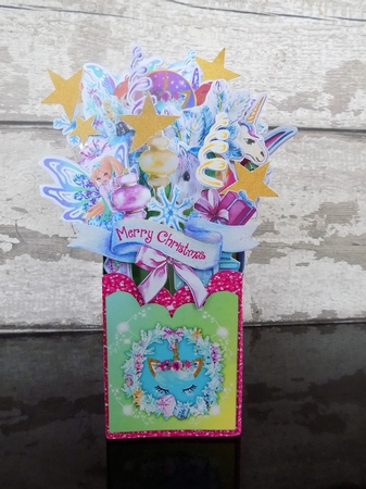 Rainbow Fantasy  Popup Box Card & Envelope by Julie Whitehead