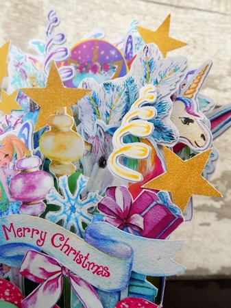 Rainbow Fantasy  Popup Box Card & Envelope by Julie Whitehead