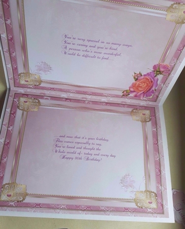 80th Birthday card with decoupage roses & vintage lady by Julie Hassall