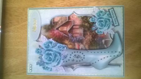 Beautiful Aqua Boot with Roses  by Julie Hassall