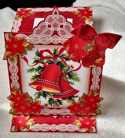 Red Bells Lace Top Easel Card & Envelope Kit by Julie Hill
