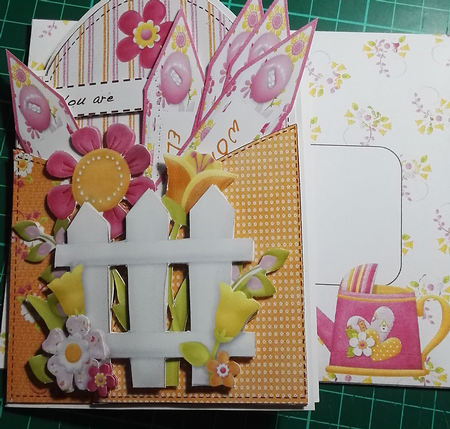Floral Picket Pocket Full of Wishes Card by Julie Hill