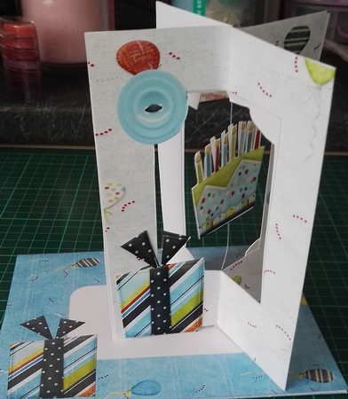 CANDLES & CAKE STAR DANGLE BIRTHDAY CARD by Julie Hill