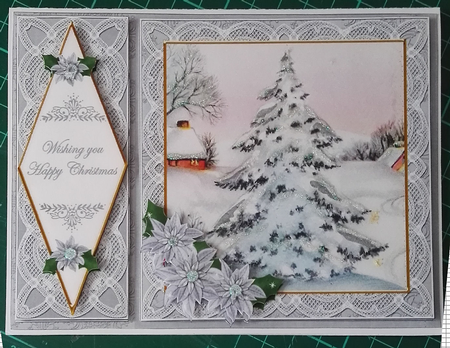 Snow Tree Happy Christmas 7x5inch Diamond Lace Step by Step by Julie Hill