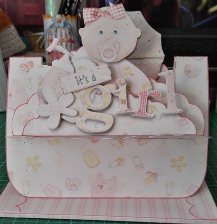 Caucasian Tickled Pink Girl Shelf Card Kit With Card Box by Julie Hill