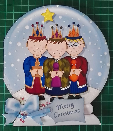 The Christmas Story We Three Kings Snow Globe Shaped Card by Julie Hill