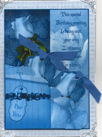 Blue Rose Pocket with Tags and Verse by June Langley