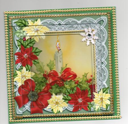 Red Poinsettia Candle 5in Spiral Edge Stacker by June Langley
