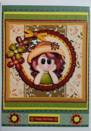 Bright Girl in Scalloped Frame Card Front by KAAREN NIVEN