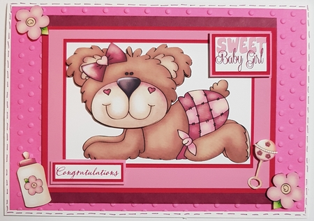 Baby Girl Card with Cute Baby Bear by KAAREN NIVEN