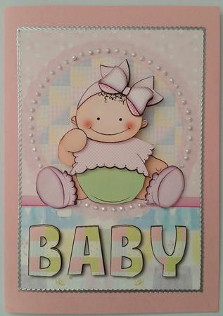 Sweet Baby Girl Card Front and Decoupage by KAAREN NIVEN