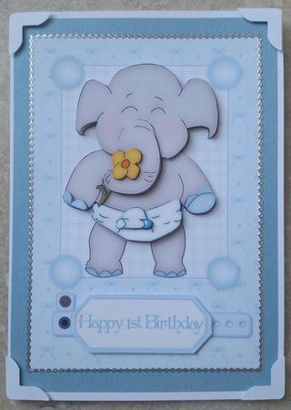 Sweet Baby Boy Elephant Decoupage by KAAREN NIVEN