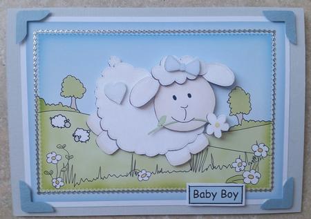 A5 Cute Lamb Quick Card N 3D Decoupage by KAAREN NIVEN