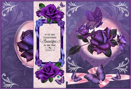 Cut and Fold No Holes Purple Rose Mini Kit by Kareen Gangell