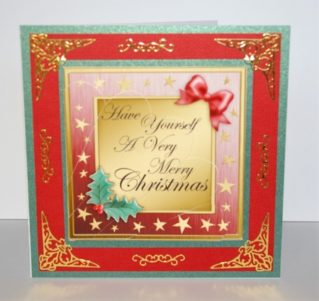 Elegant Christmas Greetings Fan Pyramage Topper by Karen Blanch