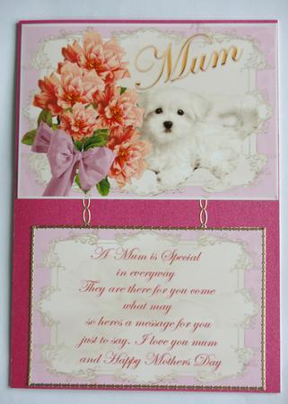 Mothers Day Puppy Topper & Verse-pink by Karen Blanch