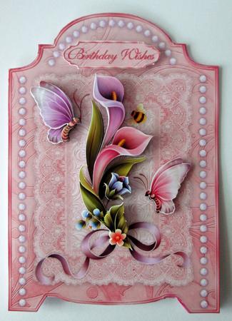 Lilies and Lace Screen Card with Step by Step by Karen Blanch