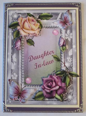 Daughter In-law Heritage Roses Card Front by Karen Blanch