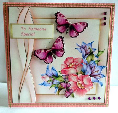 Lovely Pink Flowers and Butterflys by Karen Blanch