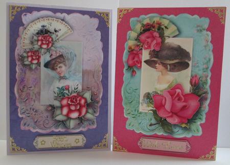 2 Great Cards ,1 Sheet, Vintage Female by Karen Blanch