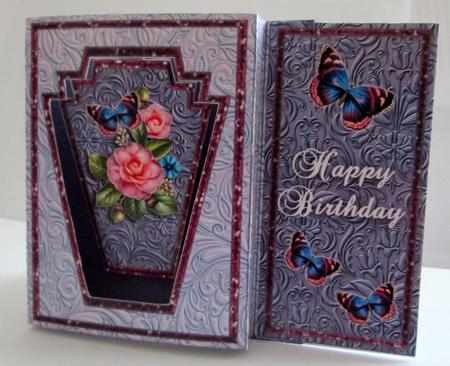 Butterfly & Roses Birthday Aperture Card by Karen Blanch