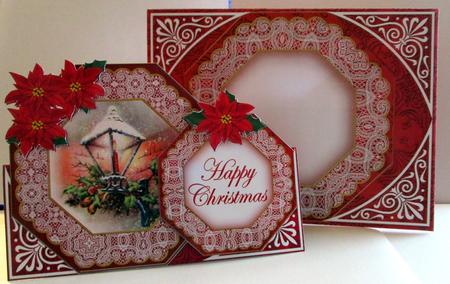 Lantern Red Happy Christmas Double Octagon Card Kit by Karen Blanch