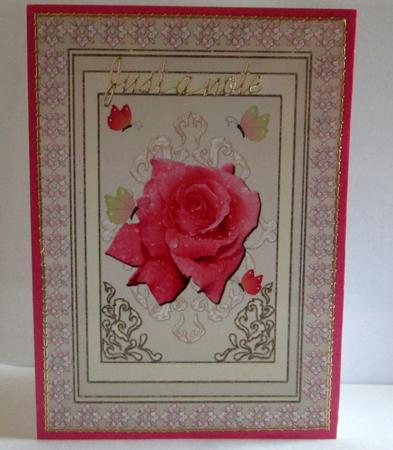 Framed Beautiful Rose with Ornaments & Butterflies by Karen Blanch