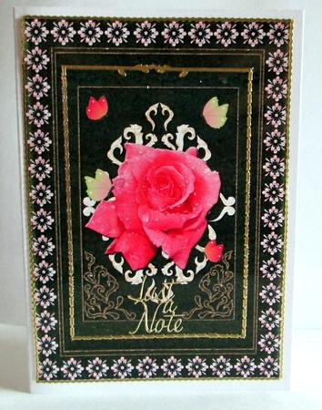 Framed Beautiful Rose Withornaments & Butterflies Army Green by Karen Blanch