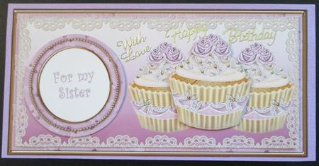 Lilac Vintage Cupcake for My Sister Dl Topper by Karen Blanch