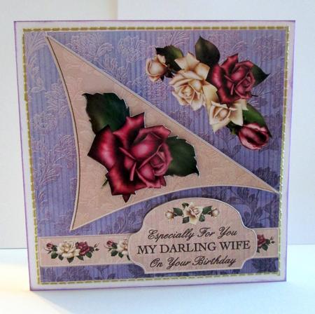Pink & White Roses Faux Corner Fold by Karen Blanch