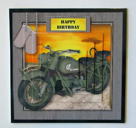 Military Motorbike Square Stacker by Karen Blanch