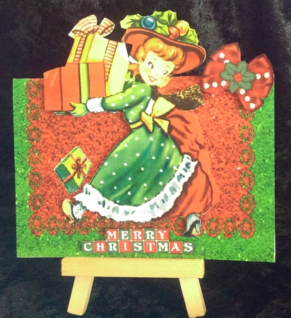 Vintage Retro Girl Over the Edge Christmas by Karen Bowes