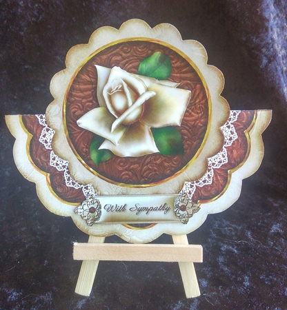 Cream Choc Rose with Sympathy - Scallop Edge Wobble Card by Karen Bowes
