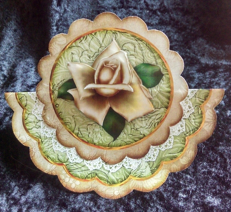 Cream Olive Rose with Sympathy - Scallop Edge Wobble Card by Karen Bowes